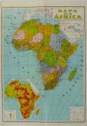 Lote 9 - Mapa de África sobre papel, meados do séc. XX, Edição da Livraria Popular de Francisco Franco, coordenado por Francisco Gonçalves Franco, com 84x57,5 cm