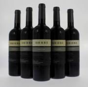 Lote 1785 - Cinco garrafas de vinho tinto, da região do Alentejo, da marca Folha do Meio, Reserva 2008, 14,5% vol. - 750 ml)