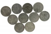 Lote 827 - Conjunto de 10 Moedas de 10$00 da República Portuguesa, do ano 1973, com 2,8 cm de diâmetro. Moedas em Cuproníquel. Nota: em bom estado.
