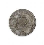 Lote 861 - Moeda em 100 Escudos, da República Portuguesa, do ano 1989, Ilhas Canárias (1336 - 1479), com 3,3 cm de diâmetro. Moeda em Cuproníquel. Nota: Bela, moeda não circulou.