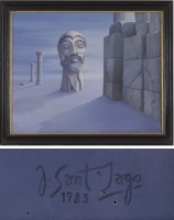 LEiLÃO ONLiNE de JOÃO SANTIAGO (1918-2014) ORIGINAL PINTURA a ÓLEO SOBRE TELA ASSINADA e DATADA 1983 MOTIVO "SURREALISTA" com 80X100cm... : Termina 5ª feira 12 de Setembro entre 21h30 e as 23h30