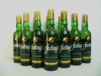 Lote 83 - 10 garrafas de Whisky Feeling´s Finest Blended 100% Scotch Whisky, Nota: garrafas provenientes de uma garrafeira particular onde estavam armazenadas com todas as condições necessárias ao seu perfeito acondicionamento, PVP Estimado 200€