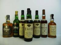 Lote 91 - 8 garrafas de Whisky, 4 garrafas de Usquaebach Reserve, garrafa de The Balvenie Founder´s Reserve 10 Anos, garrafa de Ballantine´s Gold Seal 12 Anos, garrafa de Macallan 12 Anos e garrafa de Feeling´s 100% Scotch Whisky, Nota: garrafas provenien