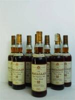 Lote 92 - 8 garrafas de Whisky, garrafas de Macallan Single Highland Malt 12 Anos, Nota: garrafas provenientes de uma garrafeira particular onde estavam armazenadas com todas as condições necessárias ao seu perfeito acondicionamento, PVP Estimado 240€