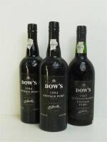 Lote 199 - 3 garrafas de vinho do Porto DOW´S, 2 garrafas Vintage de 1994 e 1 garrafa Vintage de 1987 Quinta do Bomfim, Nota: garrafas provenientes de uma garrafeira particular onde estavam armazenadas com todas as condições necessárias ao seu perfeito 