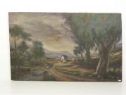 Lote 457 - Pedro L. / Esc Portuguesa do sec XX (ORIGINAL), oleo s/tela, motivo "Paisagem campestre", assinado, datado de 1977, com 80x115cm (não emoldurado).