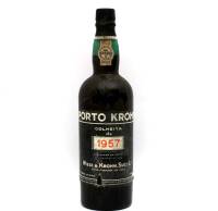 Lote 68 - Garrafa de Vinho do Porto Krohn, colheita de 1957, envelhecido em casco, engarrafado em 1978, 750 ml - 20% vol.. (garrafa da mesma colheita engarrafada em 1997 à venda por 350€ em http://www.garrafeiranacional.com/1957-krohn-colheita-porto.html