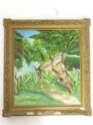 Lote 941 - Quadro com pintura a óleo sobre tela de A.Ferreira - ORIGINAL - datado de 1972, motivo "Paisagem", com 45x40 cm (moldura antiga com falhas e defeitos)