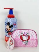 Lote 1460226 - Conjunto de Gel de Banho Mickey Disney, com 1000 ml e bolsa Hello Kitty Secret Love, novo