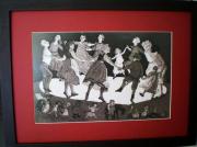 Lote 1460084 - Paula Rego - Dança ao Luar Gravura com moldura madeira preta - 83X63