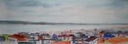 Lote 1460228 - Xavier Galiza, Aguarela original, Lisboa , Vista do Alto do Castelo de S. Jorge, assinada, com 50 x 19 cm sem Moldura