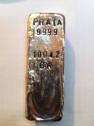 Lote 1460004 - Barra de prata 999,9, com 1004,2 gramas (1 quilo e quatro gramas), tem um P.V.P. aproximado de mercado de 1.200 euros