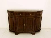 Lote 1470093 - Sideboard em madeira, meia lua com 4 portas, 4 gavetas, tampo recortado, ferragens em latão, com 83x122x29 cm (apresenta pequenas falhas), usado