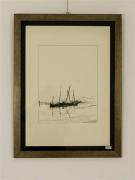 Lote 1480250 - Impressão litografada, motivo barcos, com moldura, 59,5x44,5 cm