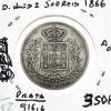 Lote 94 - Moeda MUITO RARA E VALIOSA de 500 RÉIS em prata D. LUÍS I 1866 em BELA com valor de catálogo Moedas de Portugal de Reinaldo Silva de 350€. Excelente investimento. (M0) - 2