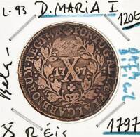 Lote 829 - Moeda de Cobre D. Maria I - X REIS - de 1797, data dificil, em Bela e com um valor de catálogo de cerca de 120 euros.