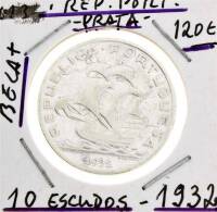 Lote 1058 - Moeda de Prata (30mm) de 10 ESCUDOS, de 1932, em BELA+ e com um valor de catálogo de cerca de 120 euros.