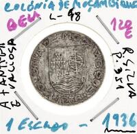 Lote 1069 - Moeda de Moçambique de 1 ESCUDO -1936 - em BELA e com um valor de catálogo de cerca de 120 euros ( R. Silva - pag. 351 ).