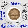 Lote 1123 - Moeda de Bronze de XX CENTAVOS - 1951 - 2ª data mais valiosa - em BELA++ (Quase Soberba) e com um valor de catálogo de cerca de 165 euros- R. Silva - pag-. 222.