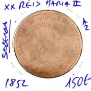 Lote 3 - Moeda RARA e VALIOSA de XX RÉIS D. MARIA II 1852 em estado SOBERBA com valor pelo catálogo Moedas de Portugal de Reinaldo Silva de 90€ em BELA. Excelente investimento. (M0)