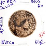 Lote 14 - Moeda de 10 Reis de 1865 “Açores” de D. Luis I – Valor de Catálogo (Moedas de Portugal 2013 de Reinaldo Silva) de 50€ - estado Belo (R0)