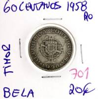 Lote 21 - Moeda de 60 Centavos 1958 de Timor - Valor de Catálogo (Moedas de Portugal 2013 de Reinaldo Silva) de 20€ - estado Belo (R0)