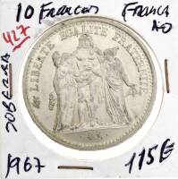 Lote 54 - Moeda RARA de 10 FRANCOS FRANÇA de 1967 em prata quase pura em estado de SOBERBA valor pelo 2014 Standard Catalogo of World Coins de S. George de 115€. (A0)