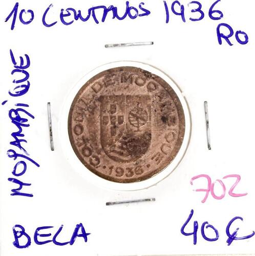 Lote 69 - Moeda de 10 Centavos 1936 de Moçambique - Valor de Catálogo (Moedas de Portugal 2013 de Reinaldo Silva) de 40€ - estado Bela (R0)