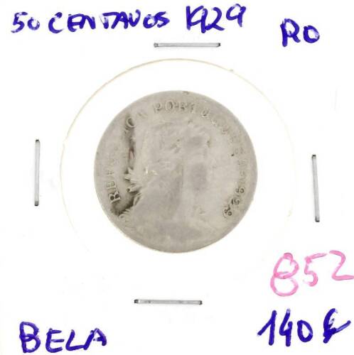 Lote 80 - Moeda de 50 centavos 1929 – Valor de Catálogo (Moedas de Portugal 2013 de Reinaldo Silva) de 140€ - estado Belo (R0)