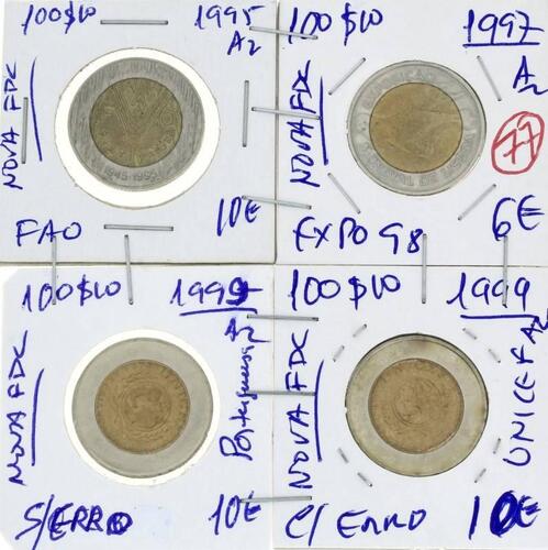 Lote 85 - Excelente coleção completa de 100$00 BIMETÁLICAS COMEMORATIVAS em estado NOVO (FDC) com valor de catálogo Moedas de Portugal de Reinaldo Silva em SOBERBAS 20€. Excelente investimento. (REP)