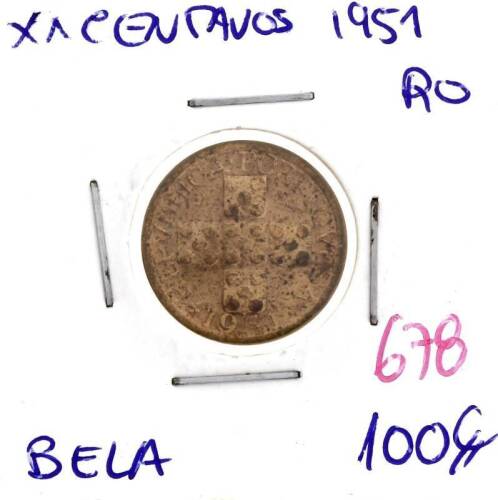 Lote 123 - XX Centavos 1951 - Valor de Catálogo (Moedas de Portugal 2013 de Reinaldo Silva) de 100€ - estado Bela (R0)