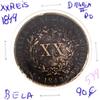 Lote 154 - Moeda de XX reis 1849 de D. Maria II – Valor de Catálogo (Moedas de Portugal 2013 de Reinaldo Silva) de 90€ - estado Bela (R0)