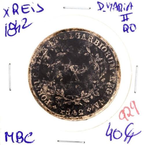 Lote 158 - Moeda de X reis de 1842 de D. Maria II – Valor de Catálogo (Moedas de Portugal 2013 de Reinaldo Silva) de 40€ - estado MBC (R0)