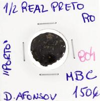 Lote 188 - Moeda de ½ Real Preto D. Afonso V, variante “Porto” – Valor de Catálogo (Alberto Gomes de 2013) de 150€ - estado MBC (R0)