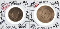 Lote 191 - Conjunto de 2 moedas de10 e 20 RÉIS D. CARLOS I PARIS A 1891 BELAS com valor de catálogo Moedas de Portugal de Reinaldo Silva 80€. Excelente investimento. (M0)