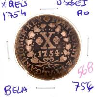 Lote 832 - Moeda de X reis 1754 de D. José I – Valor de Catálogo (Moedas de Portugal 2013 de Reinaldo Silva) de 75€ - estado Bela (R0)