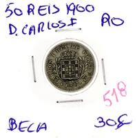 Lote 850 - Moeda de 50 reis 1900 de D. Carlos I - Valor de Catálogo (Moedas de Portugal 2013 de Reinaldo Silva) de 30€ - estado Belo (R0)