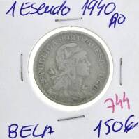 Lote 879 - Moeda de 1 Escudo 1940 - Valor de Catálogo (Moedas de Portugal 2013 de Reinaldo Silva) de 150€ - estado Belo (R0)