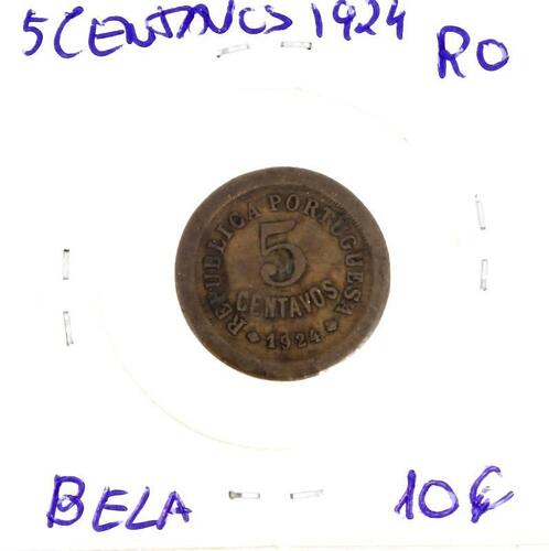 Lote 884 - Moeda de 5 Centavos de 1924 – Valor de Catálogo (Moedas de Portugal 2013 de Reinaldo Silva) de 10€ - estado Belo (R0)