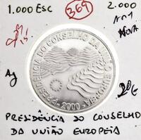 Lote 886 - Moeda de 1000$00 NOVA (UNC) de 2000 com cotação pelo catálogo Moedas de Portugal de Reinaldo Silva de 15€ em SOBERBA. (REP)