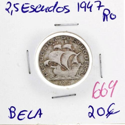 Lote 897 - Moeda de 2,Moeda de 5 Escudos 1947 - Valor de Catálogo (Moedas de Portugal 2013 de Reinaldo Silva) de 20€ - estado Belo (R0)