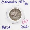 Lote 897 - Moeda de 2,Moeda de 5 Escudos 1947 - Valor de Catálogo (Moedas de Portugal 2013 de Reinaldo Silva) de 20€ - estado Belo (R0)