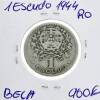 Lote 927 - Moeda de 1 Escudo 1944 - Valor de Catálogo (Moedas de Portugal 2013 de Reinaldo Silva) de 900€ - estado Belo, muito difícil e rara (R0) - 2