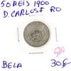 Lote 946 - Moeda de 50 reis 1900 de D. Carlos I - Valor de Catálogo (Moedas de Portugal 2013 de Reinaldo Silva) de 30€ - estado Belo (R0)