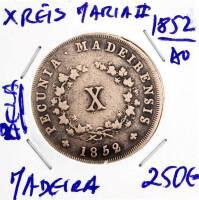 Lote 952 - Moeda ESCASSA e VALIOSA de X RÉIS D. MARIA I 1852 (MADEIRA) em estado BELA com valor pelo catálogo Moedas de Portugal de Reinaldo Silva de 250€. Excelente investimento. (M0)