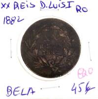 Lote 956 - Moeda de X reis 1882 de D. Luis I – Valor de Catálogo (Moedas de Portugal 2013 de Reinaldo Silva) de 45€ - estado Belo (R0)