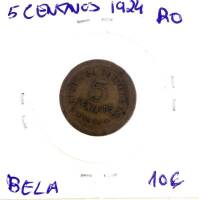 Lote 980 - Moeda de 5 Centavos de 1924 – Valor de Catálogo (Moedas de Portugal 2013 de Reinaldo Silva) de 10€ - estado Belo (R0)