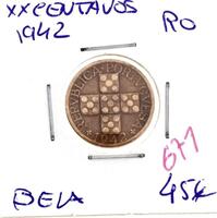 Lote 993 - XX Centavos 1942 - Valor de Catálogo (Moedas de Portugal 2013 de Reinaldo Silva) de 45€ - estado Belo (R0)