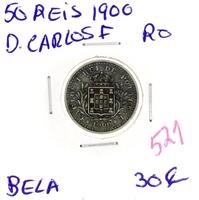 Lote 994 - Moeda de 50 reis 1900 de D. Carlos I - Valor de Catálogo (Moedas de Portugal 2013 de Reinaldo Silva) de 30€ - estado Belo (R0)