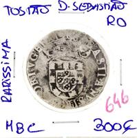 Lote 999 - Tostão de D. Sebastião – Valor de Catálogo (Alberto Gomes de 2013) de 300€ - estado MBC, quase BELO, exemplar muito raro (R0)